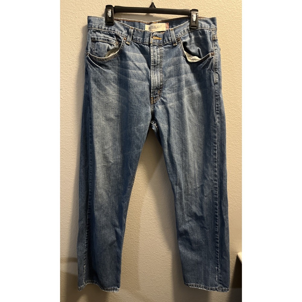 Levis 505 Jeans Mens 36x30 Blue Straight Regular Fit Denim Workwear